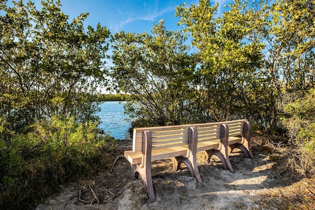 surrounding community featuring a water view