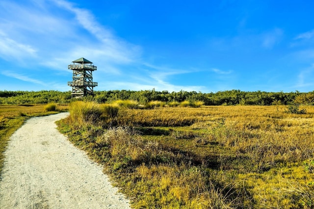 exterior space with a rural view