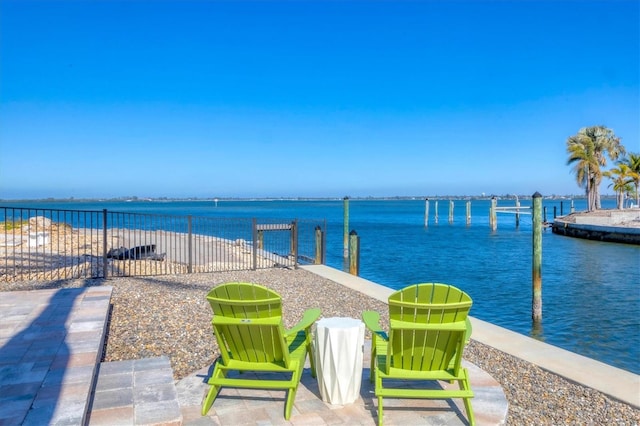 dock area featuring a water view