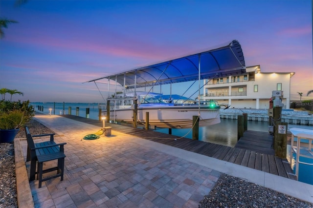 view of dock featuring a water view