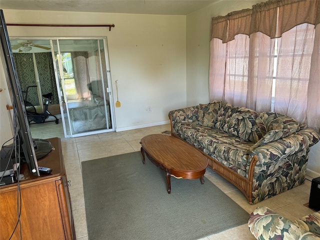 view of tiled living room