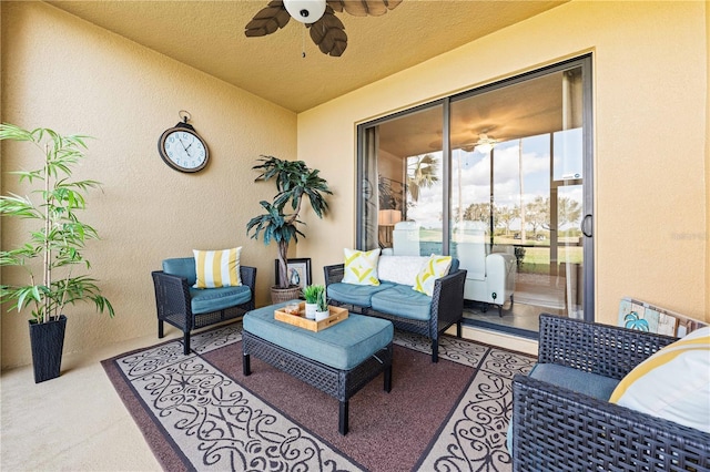 view of patio / terrace with outdoor lounge area and ceiling fan