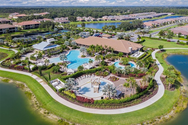 bird's eye view featuring a water view