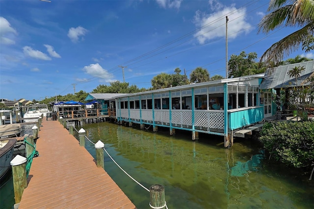 dock area featuring a water view