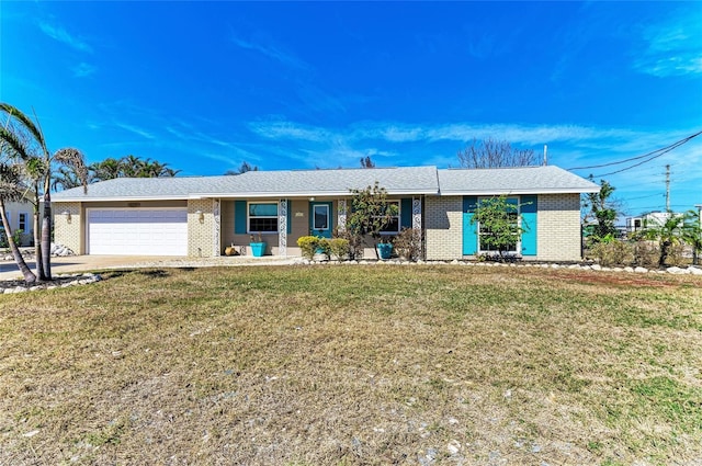 ranch-style house with a front lawn and a garage