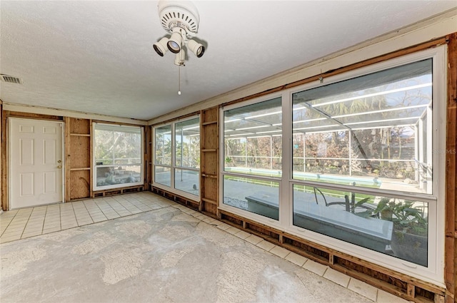 view of unfurnished sunroom