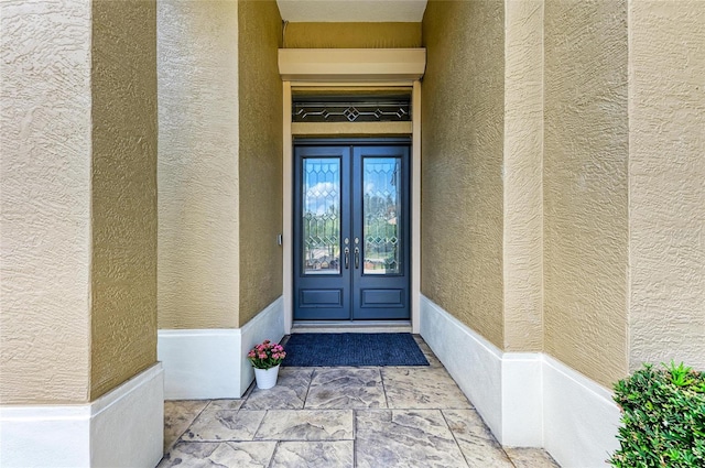 property entrance with french doors