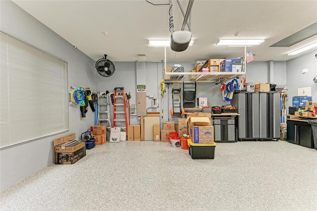 garage with a garage door opener