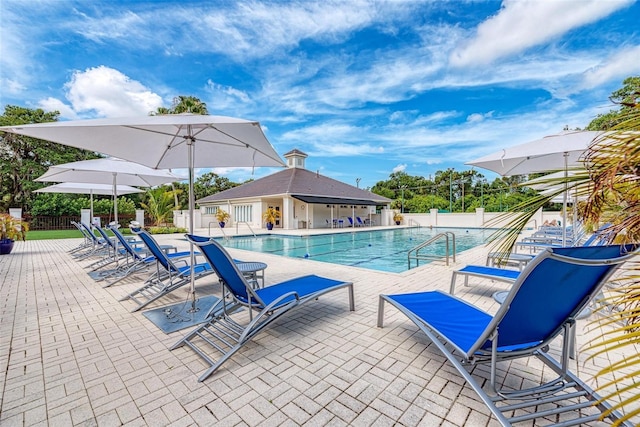 view of pool with a patio area