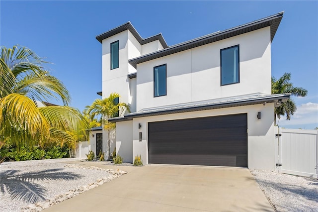 modern home featuring a garage