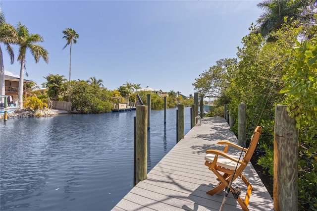 view of dock featuring a water view