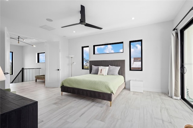 bedroom featuring ceiling fan