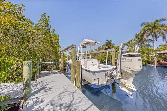 view of dock featuring a water view