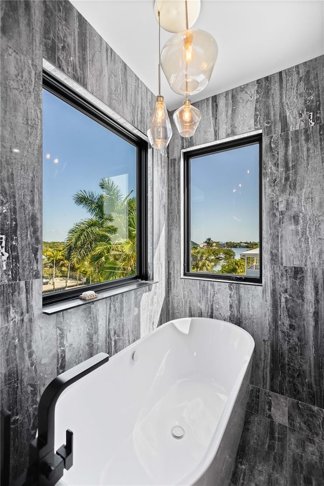 bathroom featuring a bathtub and a wealth of natural light