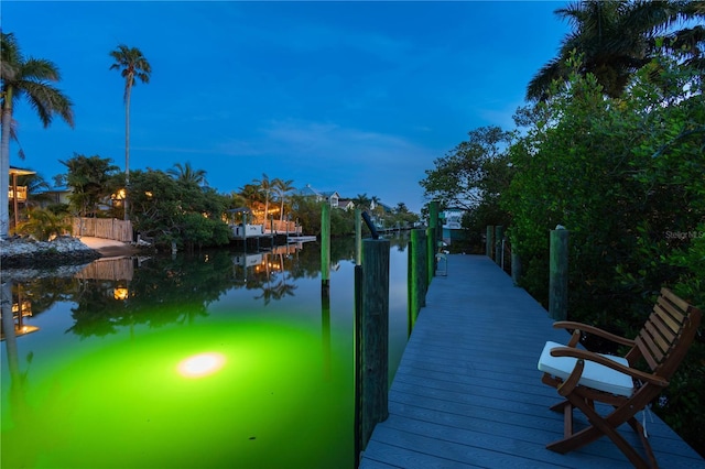 view of dock featuring a water view