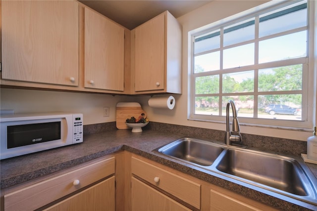 kitchen featuring sink and light brown cabinets