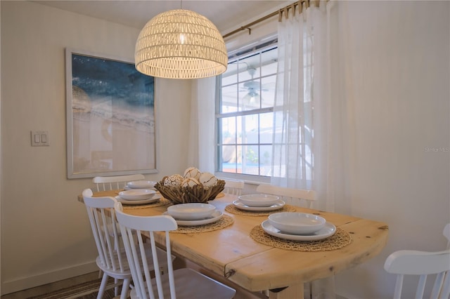 dining area with a chandelier