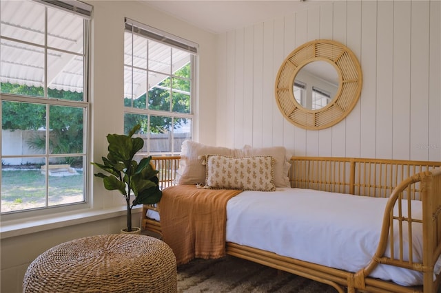 bedroom with multiple windows