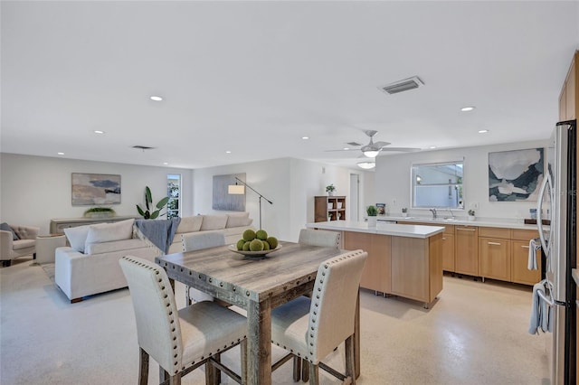2321 Terry Ln, Sarasota, FL 34231 - dining space with recessed lighting and a ceiling fan