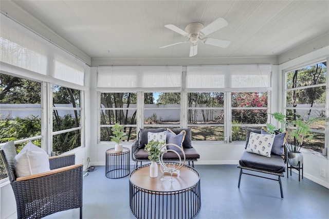 2321 Terry Ln, Sarasota, FL 34231 - sunroom featuring a ceiling fan