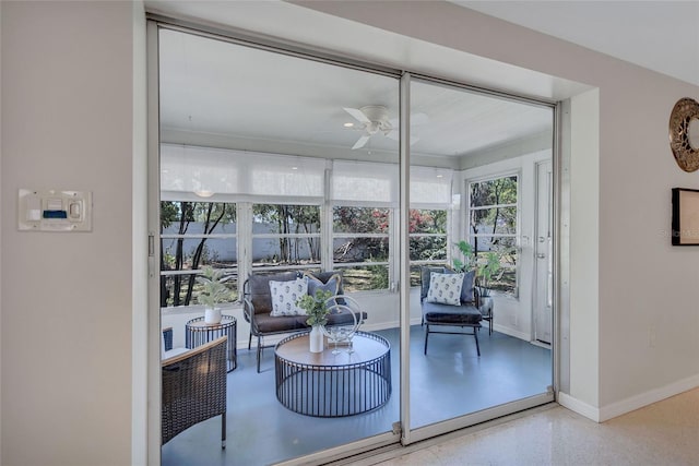 2321 Terry Ln, Sarasota, FL 34231 - living area with a ceiling fan and baseboards