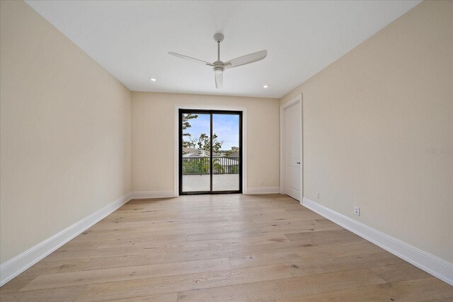 656 Tropical Cir, Sarasota, FL 34242 - unfurnished room featuring recessed lighting, ceiling fan, baseboards, and light wood finished floors