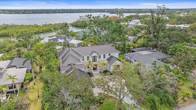656 Tropical Cir, Sarasota, FL 34242 - birds eye view of property with a water view and a residential view