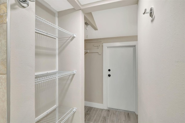 spacious closet featuring light wood-type flooring