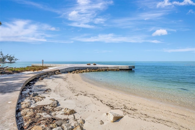 property view of water with a beach view