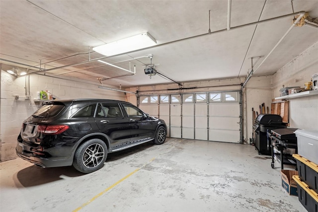 garage with a garage door opener