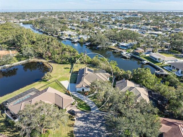 bird's eye view featuring a water view