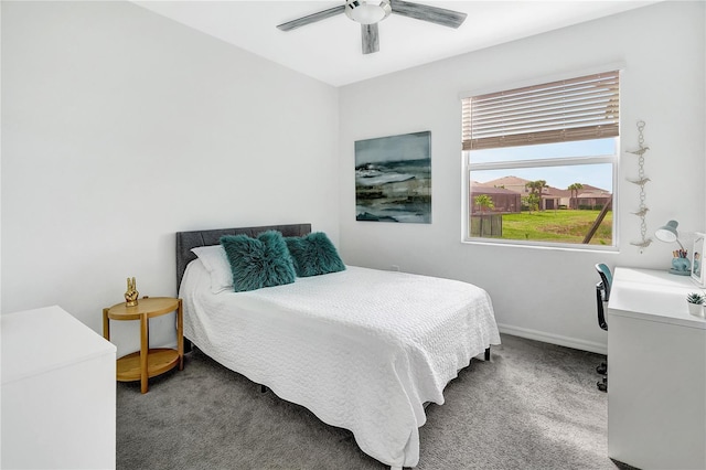 bedroom with carpet and ceiling fan