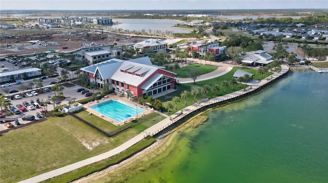 bird's eye view featuring a water view