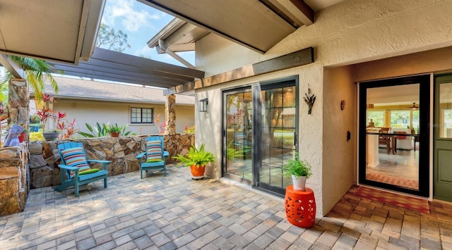 view of patio featuring a pergola