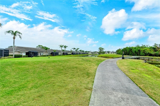 view of community featuring a lawn