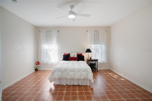 bedroom featuring ceiling fan