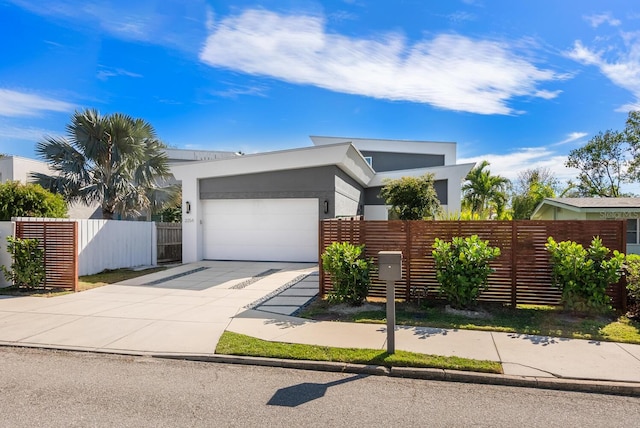 contemporary home with a garage