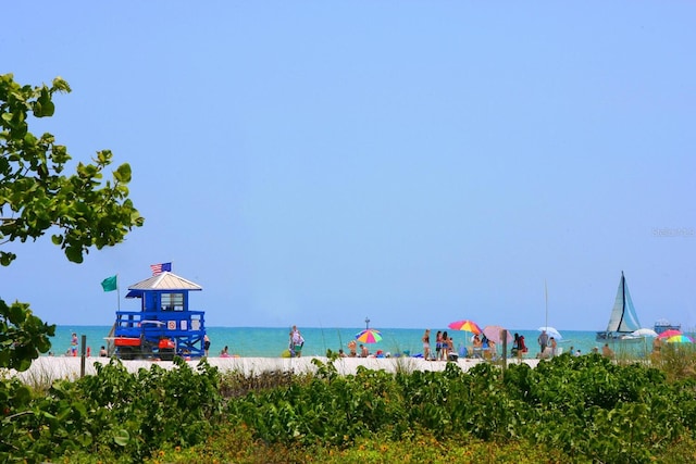 view of water feature featuring a view of the beach