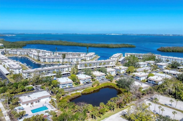 bird's eye view featuring a water view