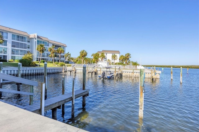 view of dock featuring a water view