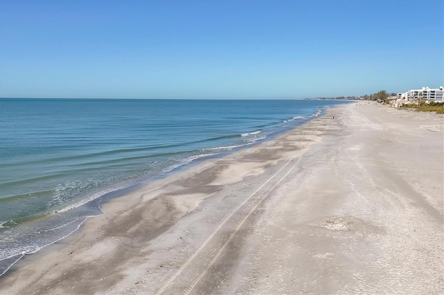 property view of water featuring a view of the beach