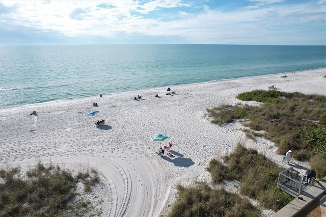 property view of water featuring a view of the beach