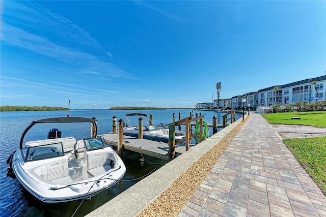 view of dock featuring a water view