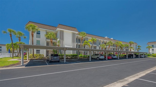exterior space with covered parking