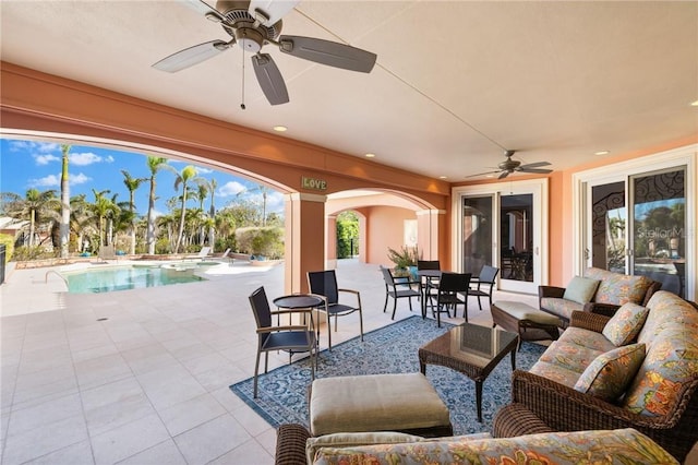 view of patio with an outdoor hangout area and an outdoor pool