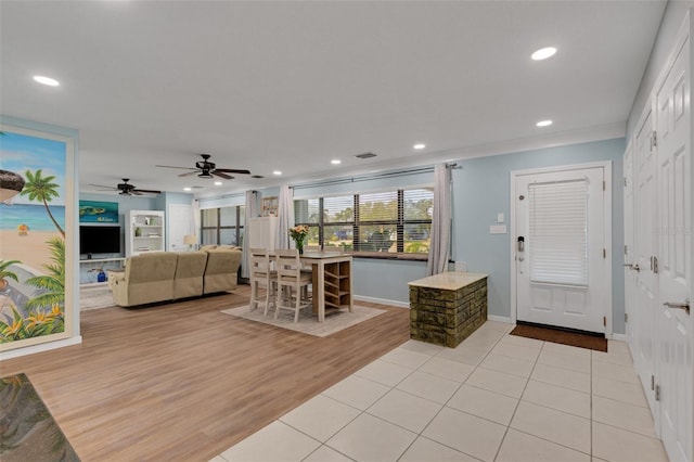 foyer with light wood-type flooring