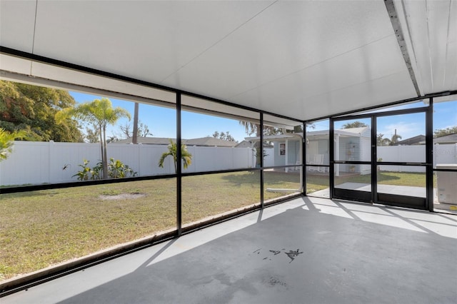 view of unfurnished sunroom