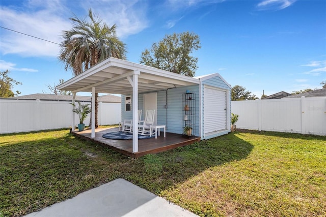 exterior space featuring a patio area and a storage unit