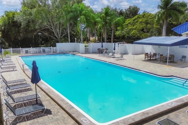 view of pool featuring a patio