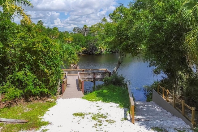 view of dock featuring a water view